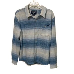 Chubbies The Crisp Flannel Overshirt Mens Medium Blue White Striped Shacket